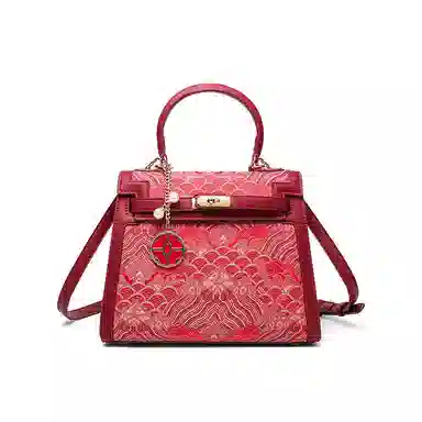 CLEVER& KETCH Embroidered PU Tote Bag Red