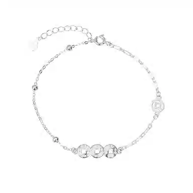 【S925银 财源滚滚】 七七银饰 吸金铜钱 招财纳福新中式马上有钱花 轻奢精致小众简约高级感设计 日常通勤百搭 #好运  纯银 手链 女款