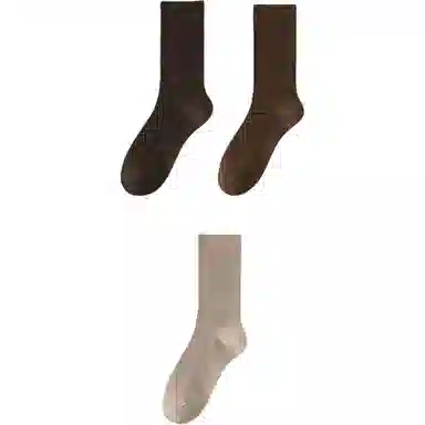 妮轻 羊毛春秋季搭配纯色简约中筒袜 女款