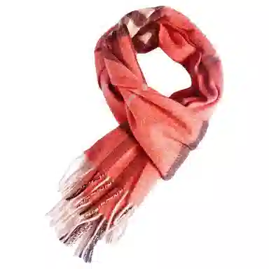 红豆 品牌格子条纹百搭 山羊绒 绒线围巾 男女同款情侣款