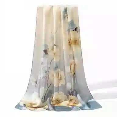 一米画纱 新潮国风优雅大方花卉图案柔软丝绸高档舒适真丝长巾东方丝语系列 桑蚕丝 丝巾 女款