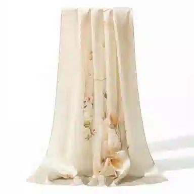 一米画纱 新潮国风优雅大方花卉图案柔软丝绸高档舒适真丝长巾东方丝语系列 桑蚕丝 丝巾 女款