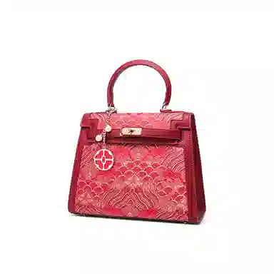 CLEVER& KETCH Embroidered PU Tote Bag Red