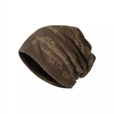 心水好物 日系做旧破洞胶印字母个性潮流保暖护耳大头围套头 棉  帽子 男女同款情侣款