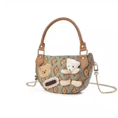 雅诗兰黛【定制化妆包】伊朵 萌熊时光 甜美  可爱 时尚 艺术感  公主风 约会  通勤 复古凌格帆布收纳包 便携