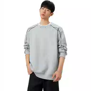 童先森 美式哈苏线铆钉男秋季高街情侣宽松设计感上衣潮卫衣 男款