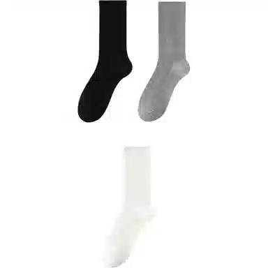 妮轻 羊毛春秋季搭配纯色简约中筒袜 女款