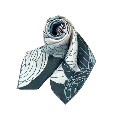 一米画纱 中式国风高雅山茶花系列斜纹中方巾双面西装领巾优雅 桑蚕丝 丝巾 女款