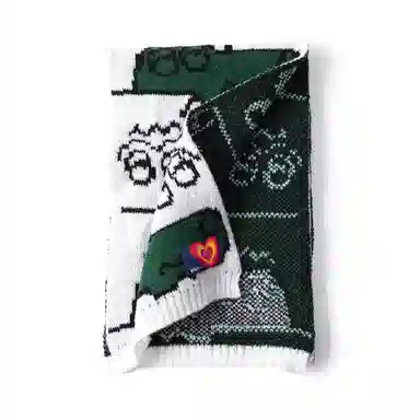 红豆 可爱大眼睛搞怪小鳄鱼保暖外搭披肩 聚酯纤维 围巾 男女同款情侣款