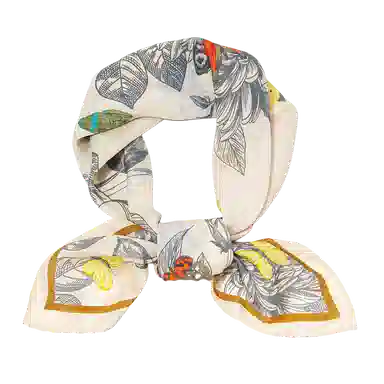 一米画纱 精致典雅月牙边双乔缎喷绘真丝职业领巾百搭气质 桑蚕丝 丝巾 女款