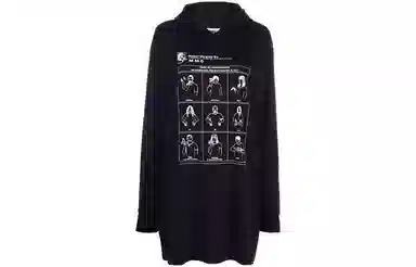 MM6 Maison Margiela FW22 Loose Fit Printed Sweatshirt Dress Black