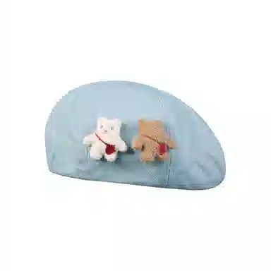 浪莎 日系卡通小熊饼干贴布甜美卡通气质 棉 贝雷帽 女款