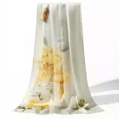 一米画纱 新潮国风优雅大方花卉图案柔软丝绸高档舒适真丝长巾东方丝语系列 桑蚕丝 丝巾 女款