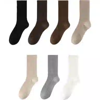 妮轻 羊毛春秋季搭配纯色简约中筒袜 女款