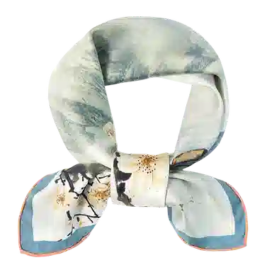 一米画纱 中式国风高雅山茶花系列斜纹中方巾双面西装领巾优雅 桑蚕丝 丝巾 女款