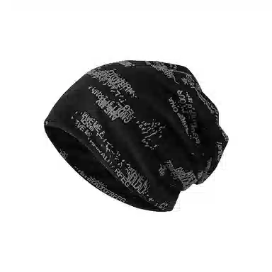 心水好物 日系做旧破洞胶印字母个性潮流保暖护耳大头围套头 棉  帽子 男女同款情侣款