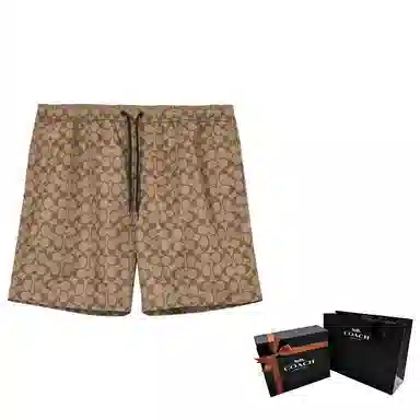 COACH SS23 Logo Drawstring Shorts Khaki