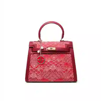 CLEVER& KETCH Embroidered PU Tote Bag Red