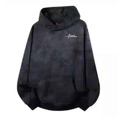 阿凡迪 满天星仿刺绣美式高街复古时尚潮流个性创意简约签名体胸口印花宽松日常通勤休闲运动经典百搭长袖氛围感套头连帽卫衣 男女同款