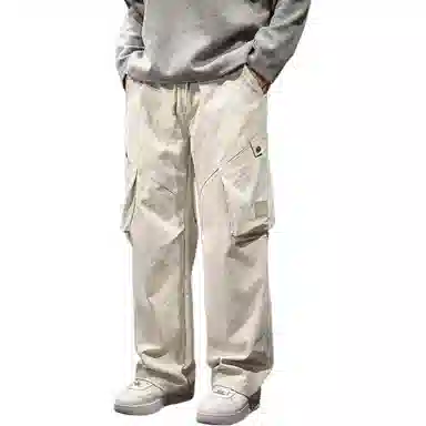 路杰邦 复古水洗春秋季纯色中腰工装裤 男款