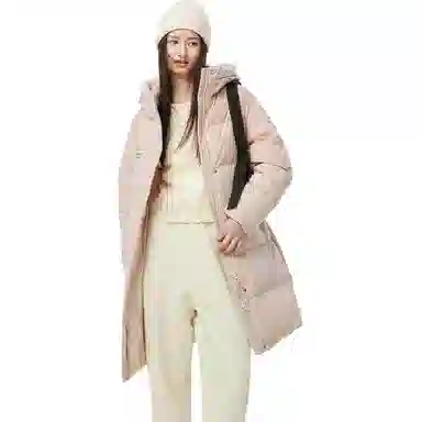 坦博尔 中长款连帽加厚通勤面包羽绒服 女款