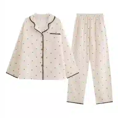静英鸾 秋季翻领卡通小熊甜美风休闲舒适家居服睡衣套装 女款