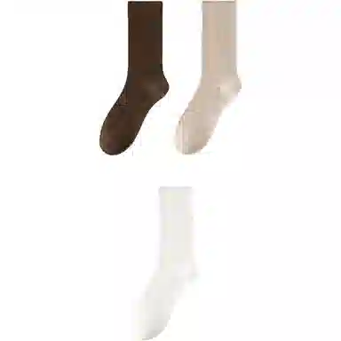 妮轻 羊毛春秋季搭配纯色简约中筒袜 女款