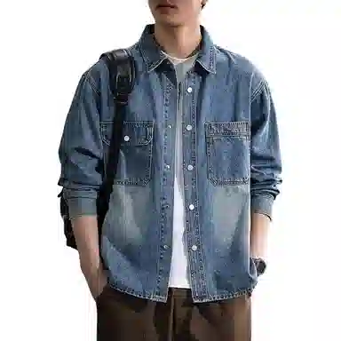遨宇 美式复古休闲经典宽松百搭美式复古水洗牛仔外套 男款