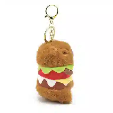 玄唐 可爱水豚卡皮巴拉变装汉堡包毛绒玩具包包 聚酯纤维 挂件 男女同款情侣款