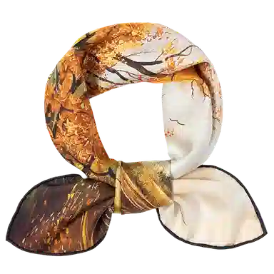 一米画纱 中式国风高雅山茶花系列斜纹中方巾双面西装领巾优雅 桑蚕丝 丝巾 女款