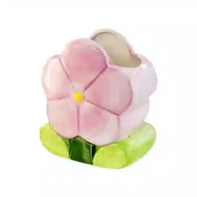 悦语花朵收纳杯陶瓷桌面可爱化妆刷架桌面置物架创意装饰筒