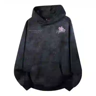 阿凡迪 满天星美式高街复古时尚潮流创意个性简约花卉字母印花宽松日常通勤休闲运动经典百搭长袖氛围感套头连帽卫衣 男女同款