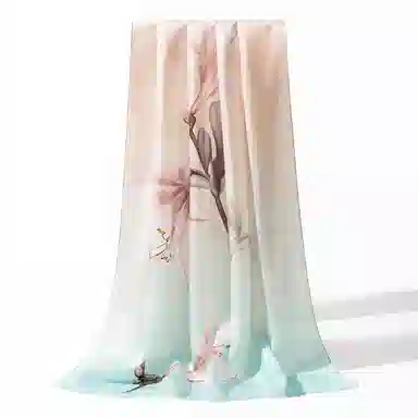 一米画纱 新潮国风优雅大方花卉图案柔软丝绸高档舒适真丝长巾东方丝语系列 桑蚕丝 丝巾 女款