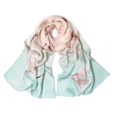 一米画纱 新潮国风优雅大方花卉图案柔软丝绸高档舒适真丝长巾东方丝语系列 桑蚕丝 丝巾 女款