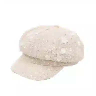 浪莎 韩系小香风花朵八角帽显脸小英伦风复古文艺报童帽户外休闲百搭 聚酯纤维 贝雷帽 女款