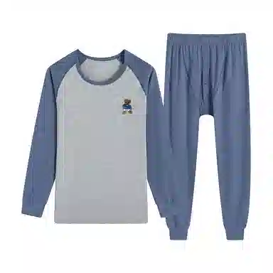 贴身领域 舒适亲肤圆领打底防寒保暖套装 男款