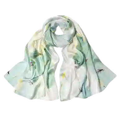 一米画纱 新潮国风优雅大方花卉图案柔软丝绸高档舒适真丝长巾东方丝语系列 桑蚕丝 丝巾 女款