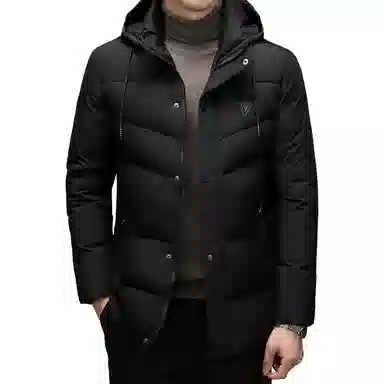 老爷车 中长款棉衣可脱卸帽保暖上衣年秋冬季商务休闲中年外套潮棉服 男款