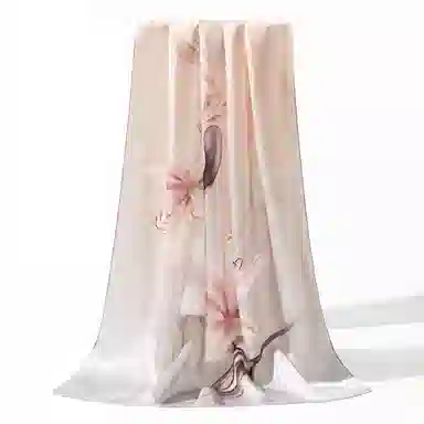 一米画纱 新潮国风优雅大方花卉图案柔软丝绸高档舒适真丝长巾东方丝语系列 桑蚕丝 丝巾 女款