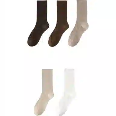 妮轻 羊毛春秋季搭配纯色简约中筒袜 女款