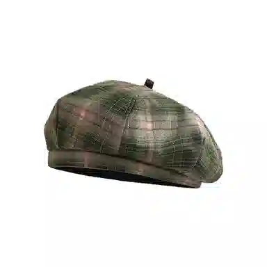 心水好物 英伦风复古格子纹学院甜美气质画家帽百搭时尚出行 聚酯纤维 贝雷帽 女款