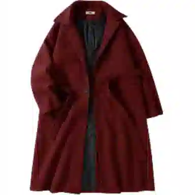 美式复古韩系束带西装领纯色经典百搭纯色英伦风高级感单排扣翻领中长款过膝毛呢夹棉加厚保暖休闲大衣 男女同款