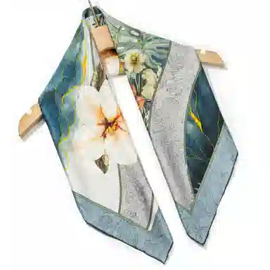 一米画纱 中式国风高雅山茶花系列斜纹中方巾双面西装领巾优雅 桑蚕丝 丝巾 女款