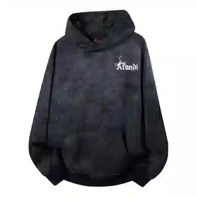 阿凡迪 满天星美式高街复古时尚潮流简约字母个性创意闪电印花宽松日常通勤休闲运动经典百搭长袖氛围感套头连帽卫衣 男女同款