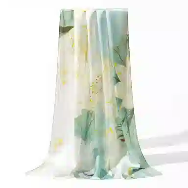 一米画纱 新潮国风优雅大方花卉图案柔软丝绸高档舒适真丝长巾东方丝语系列 桑蚕丝 丝巾 女款