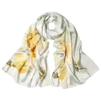 一米画纱 新潮国风优雅大方花卉图案柔软丝绸高档舒适真丝长巾东方丝语系列 桑蚕丝 丝巾 女款