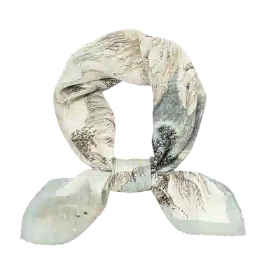 一米画纱 精致典雅月牙边双乔缎喷绘真丝职业领巾百搭气质 桑蚕丝 丝巾 女款