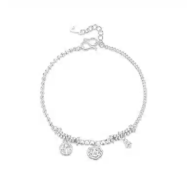 【S999纯银 如意好运】 七七银饰 祥云葫芦 福字牌新中式招财纳福转运珠 福禄葫芦 时尚复古 吉祥平安 手饰小众通勤百搭 足银 手链 女款