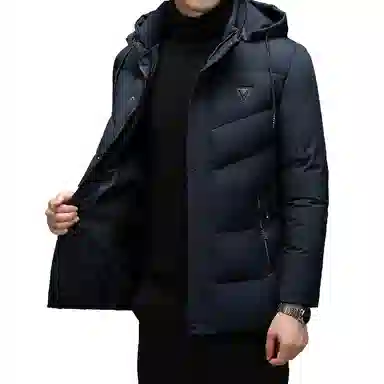 老爷车 中长款棉衣可脱卸帽保暖上衣年秋冬季商务休闲中年外套潮棉服 男款