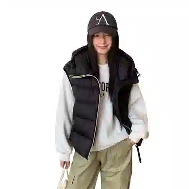 鸭鸭  秋冬外穿立领连帽休闲时尚  羽绒马甲  女款